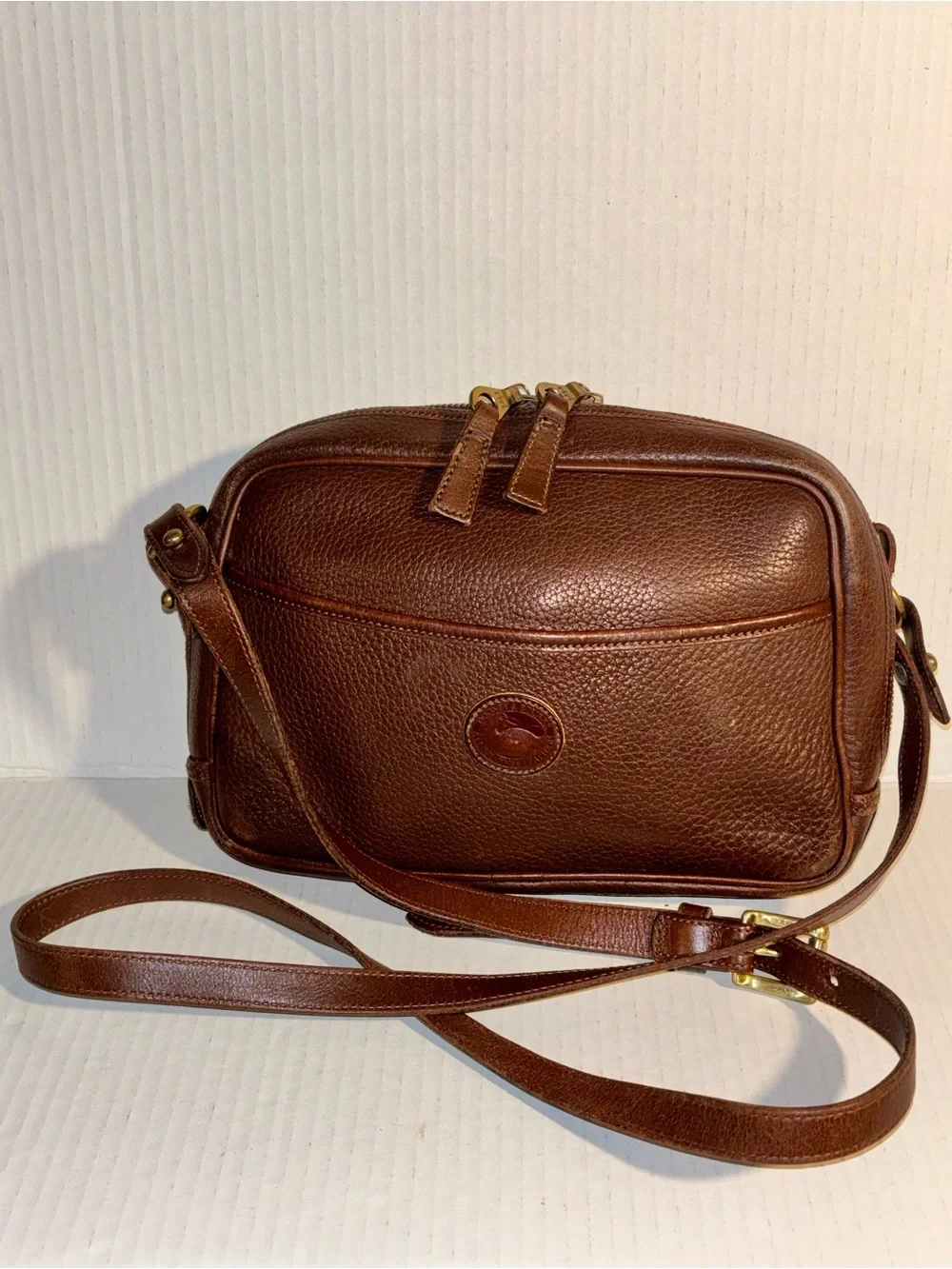 Dooney & Bourke Brown Pebbled Leather Messenger Crossbody